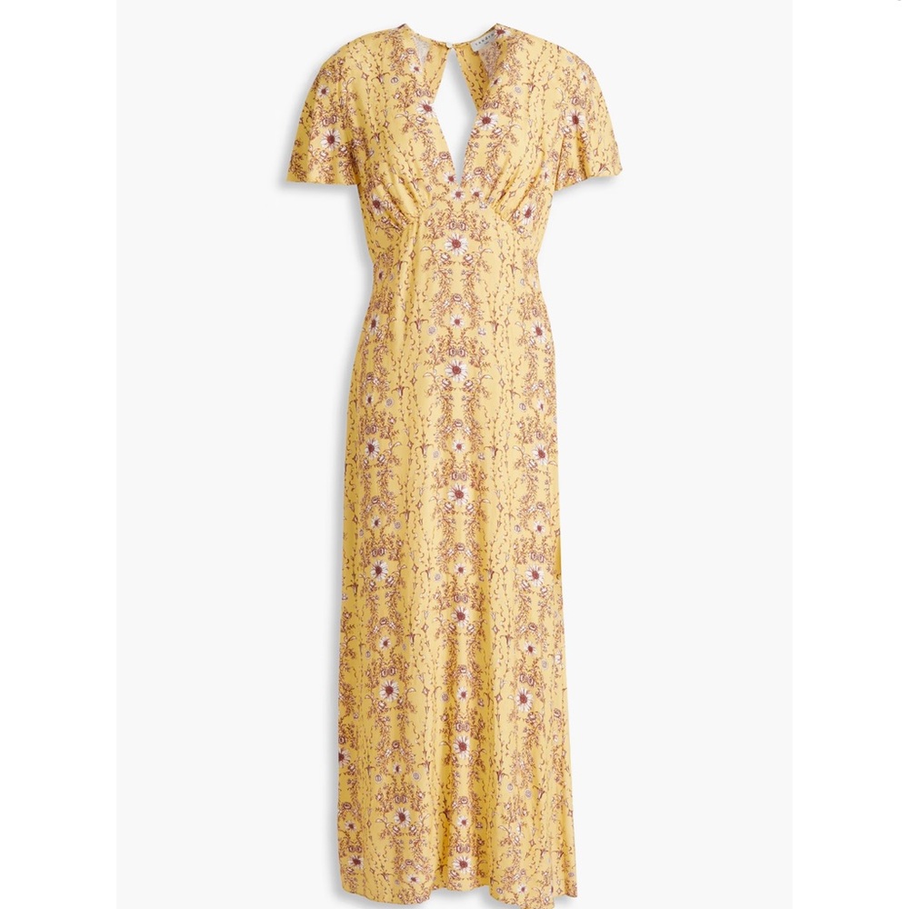 SANDRO Cutout floral-jacquard midi dress